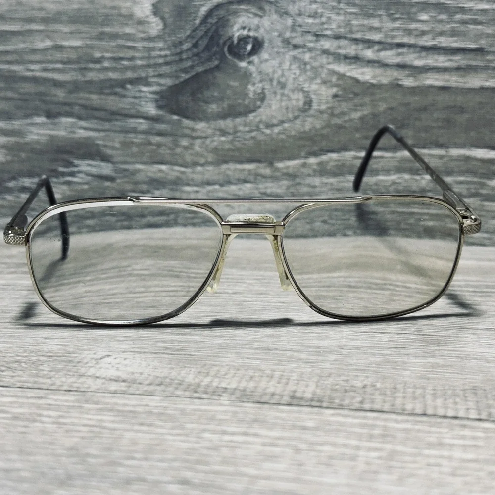 Stetson Eyeglass Frames Mens Silver Aviator Rectangular Metal Frames Only